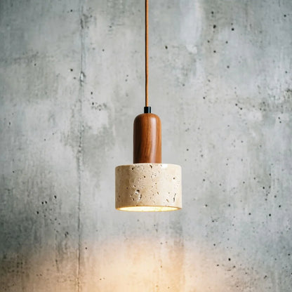Popular Wabi Sabi Travertine Pendant Light Over Dining Desk Kitchen Island Yellow Marble Restaurant Decor Droplight Bedside