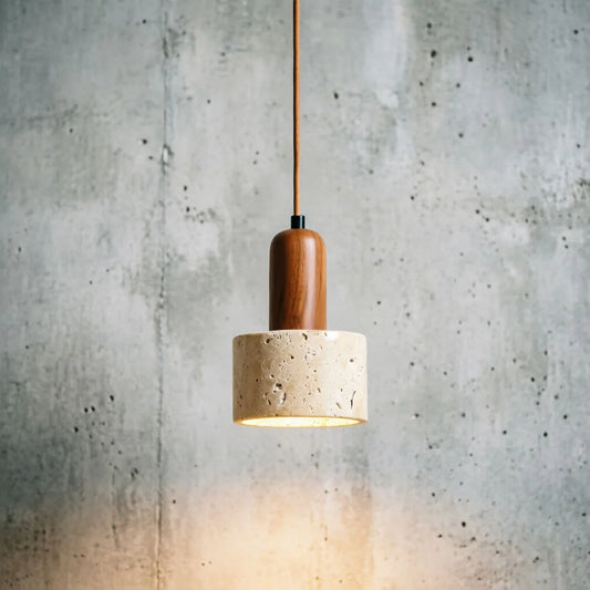 Popular Wabi Sabi Travertine Pendant Light Over Dining Desk Kitchen Island Yellow Marble Restaurant Decor Droplight Bedside