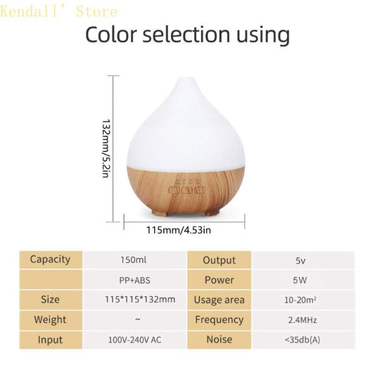 Essential Oil Diffuser 150ML - Quiet Ultrasonic, Auto Shut Off