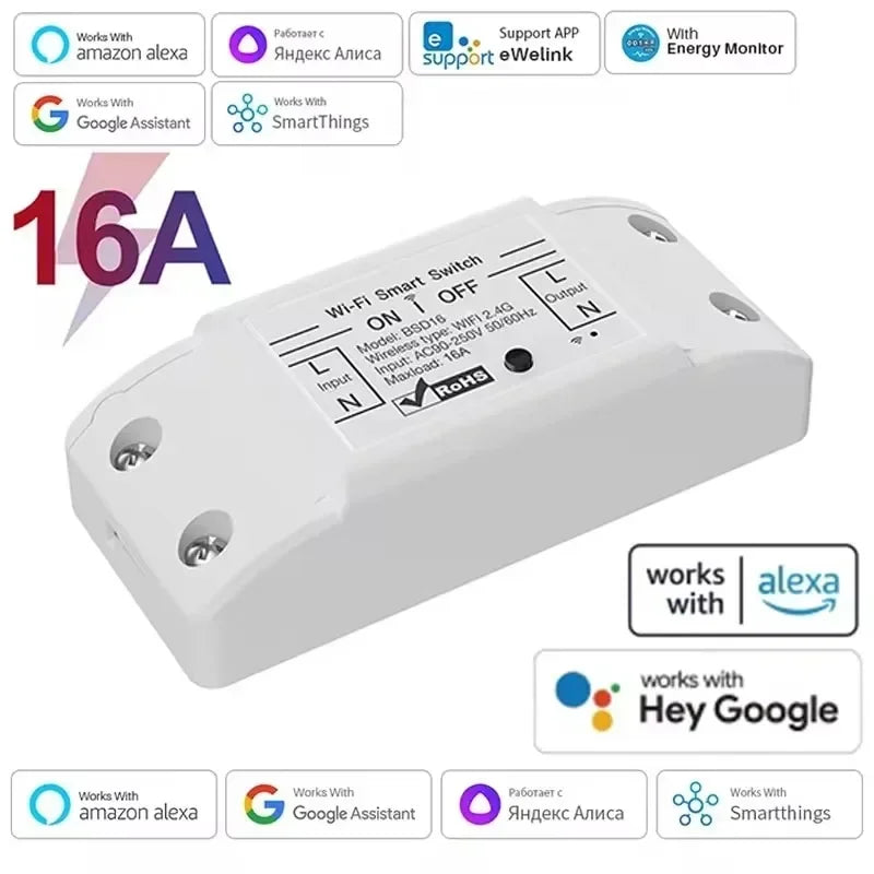 Smart Switch: 16A WiFi Smart Switch Alexa Google Home Control