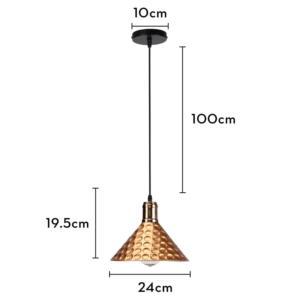 Gold Rust Retro Pendant Lights - Vintage Industrial Style