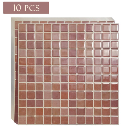 10 PCs Self-Adhesive Wall Tile Kitchen Backsplash  Suitable for Kitchen Wall Decoration Square 10.5" x 10.5" 3D Mosaic Style