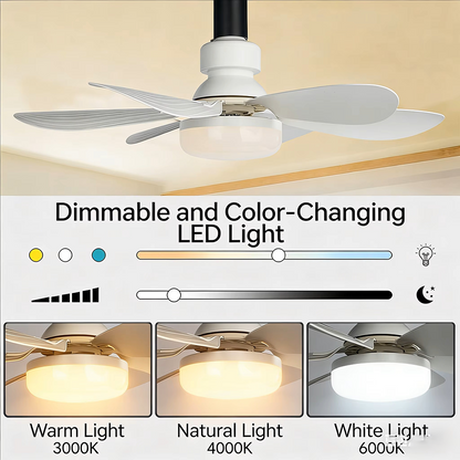 LED Ceiling Fan and Light 30W E27 Remote Dimming 85-265V