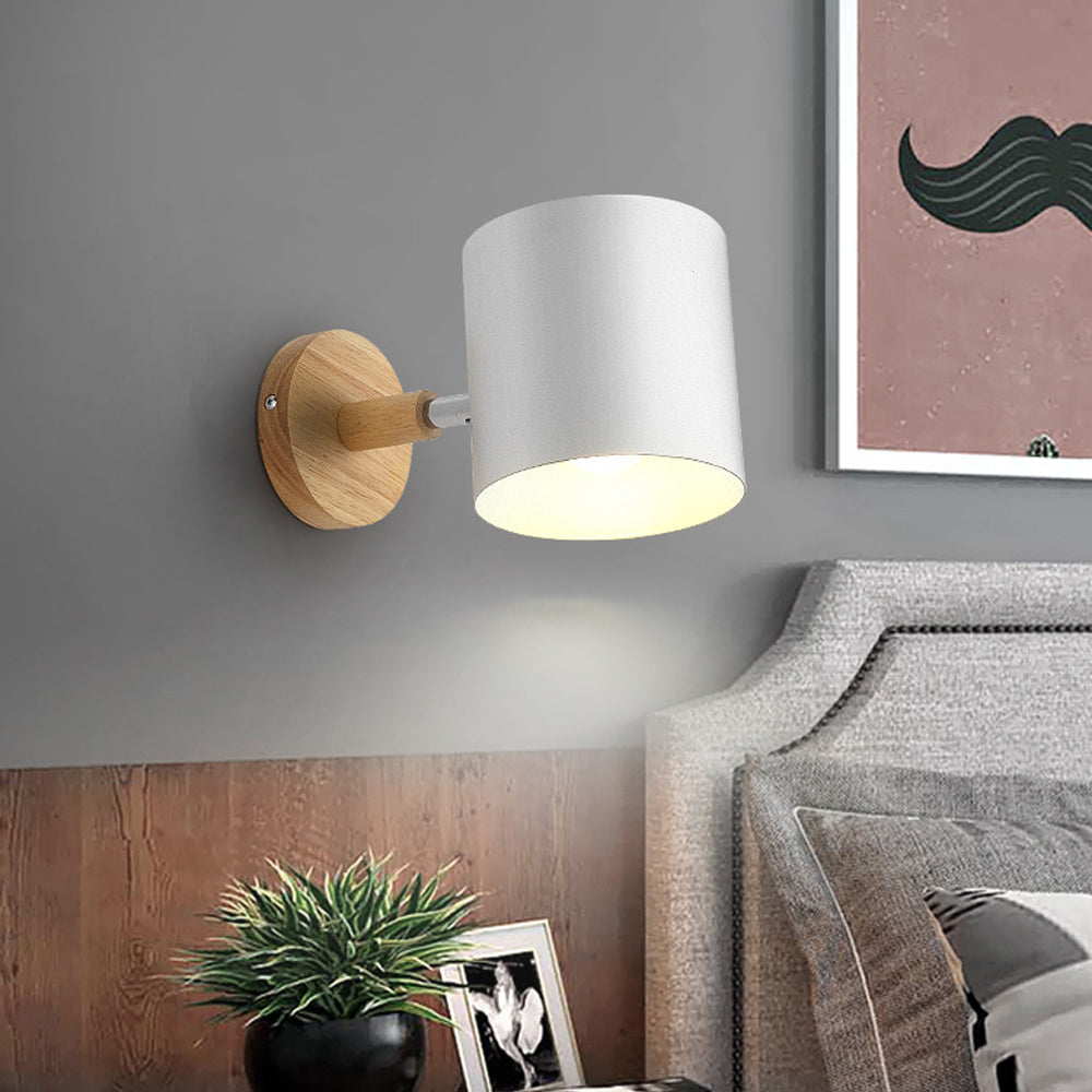 Wall Lamp: Nordic Solid Wood LED Wall Sconce - Minimalist Bedroom Light