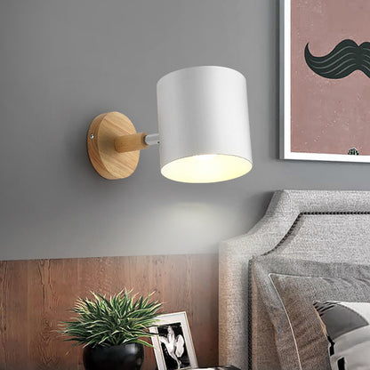 Wall Lamp: Nordic Solid Wood LED Wall Sconce - Minimalist Bedroom Light