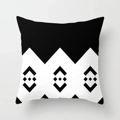 Nordic Geometric Pillow Cover 45x45CM - Black & White Chic