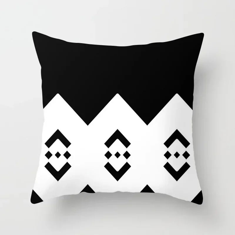 Nordic Geometric Pillow Cover 45x45CM - Black & White Chic