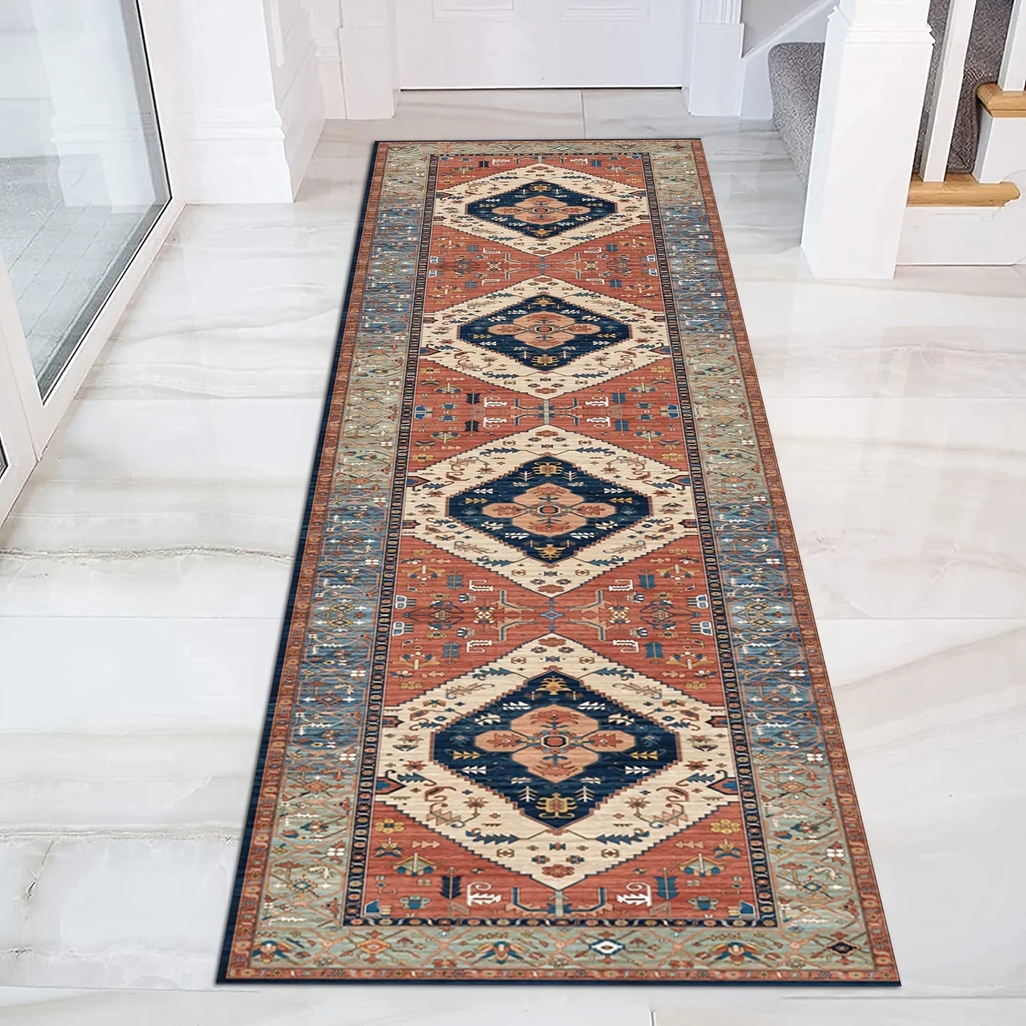 VIKAMA Velvet Persian Runner Rugs - Vintage Bohemian Non-Slip Mat