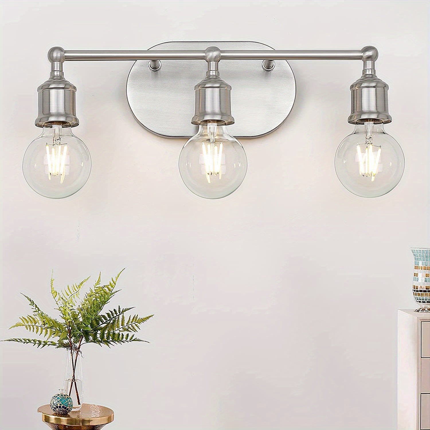 Vanity Light Fixture: Modern Brushed Nickel Wall Sconce