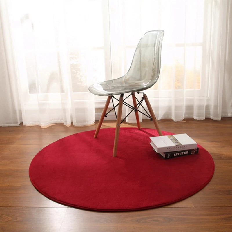 Round Carpet Rug - Coral Fleece Gray Living Room & Kids' Mat
