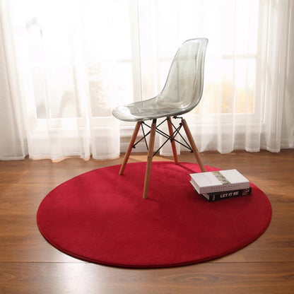 Round Carpet Rug - Coral Fleece Gray Living Room & Kids' Mat