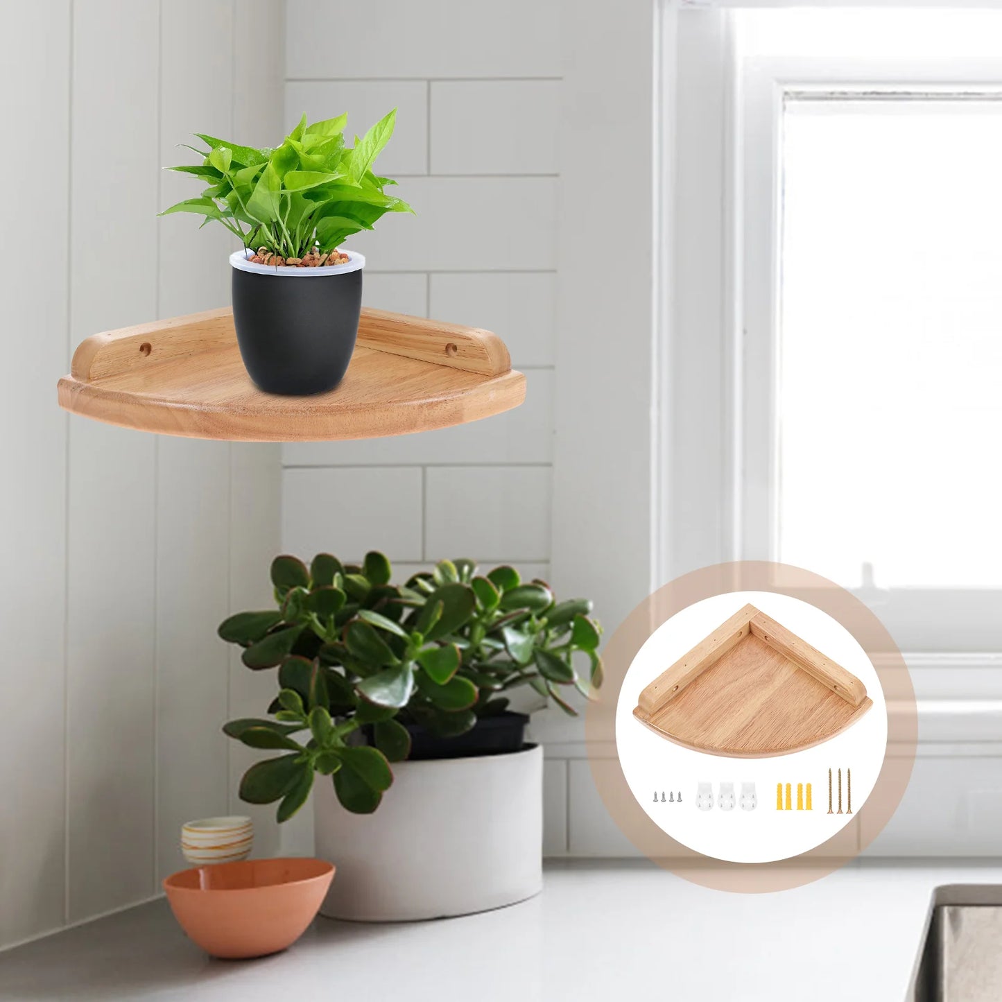 Floating Shelves - Rustic Wood Wall Mounted Corner Organizer