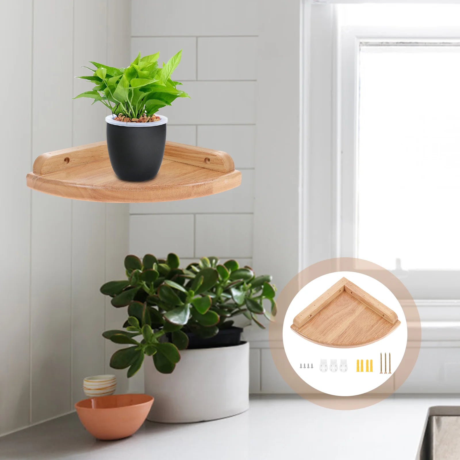 Floating Shelves - Rustic Wood Wall Mounted Corner Organizer