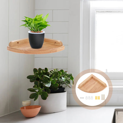 Floating Shelves - Rustic Wood Wall Mounted Corner Organizer