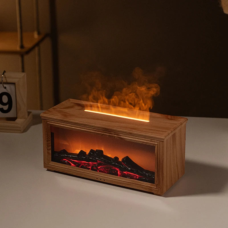7 colors of essential oil fireplace diffuser mini flame aromatherapy fireplace humidifier aromatherapy oil diffuser AG-HY05