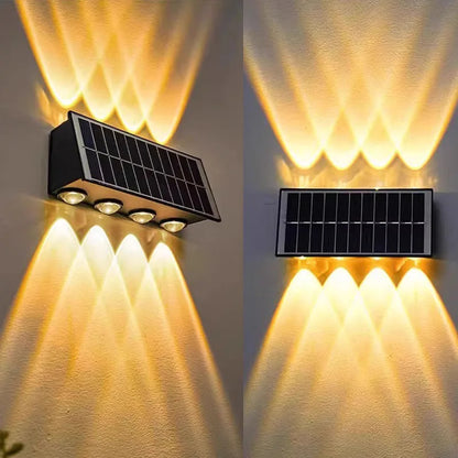 Sunlight Powered 4/6/8LEDs Solar Wall Lamp,Outdoor Waterproof Solar Light,Up and Down Luminous Lighting for Yard Garden Decor