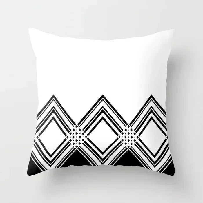 Nordic Geometric Pillow Cover 45x45CM - Black & White Chic