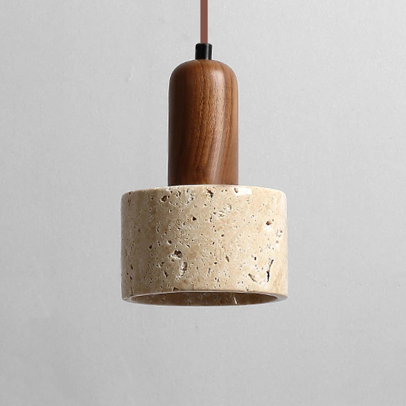 Popular Wabi Sabi Travertine Pendant Light Over Dining Desk Kitchen Island Yellow Marble Restaurant Decor Droplight Bedside