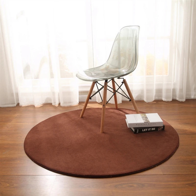 Round Carpet Rug - Coral Fleece Gray Living Room & Kids' Mat