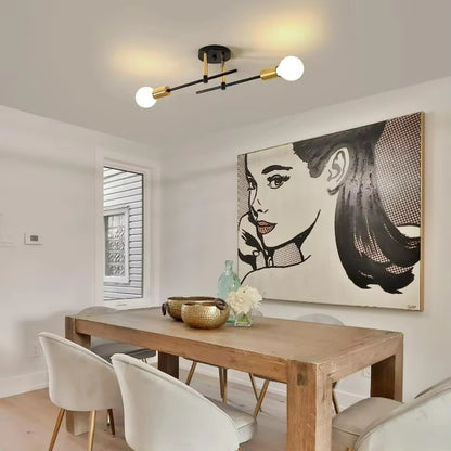 Modern Chandelier: 2-Light Flush Mount Chandelier - Indoor Ceiling Lamp