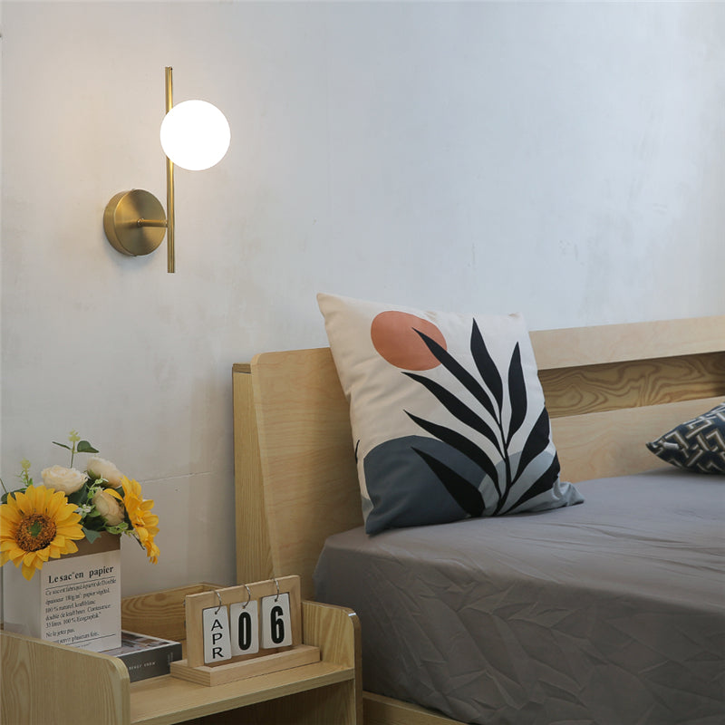 LED Wall Lamps - Modern, Golden & Milky Glass Design