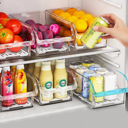 Clear Fridge Organizer, Refrigerator Organizer Bins ,Fridge Organizers and Storage Containers for Fruit, Vegetable, Food, Drinks