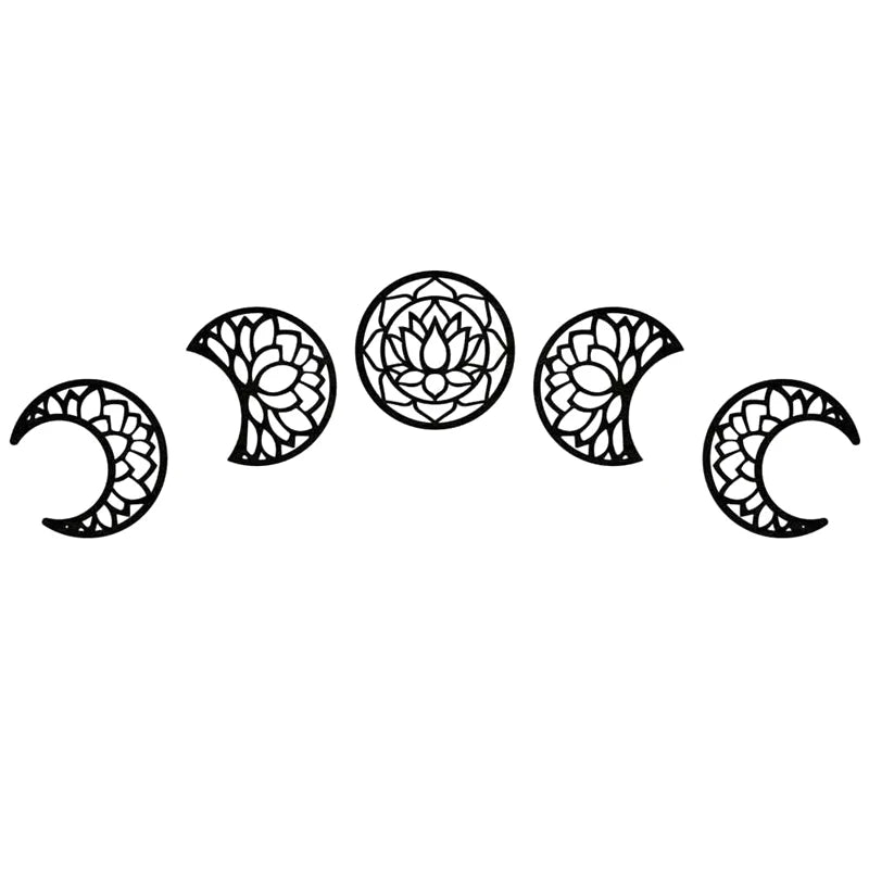 Wall Decor - 5Pcs Wooden Nordic Art Set Boho Moon Phase 