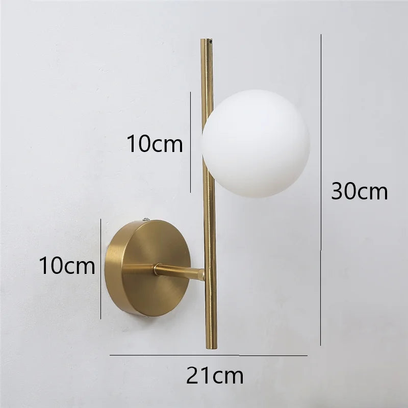 LED Wall Lamps - Modern, Golden & Milky Glass Design