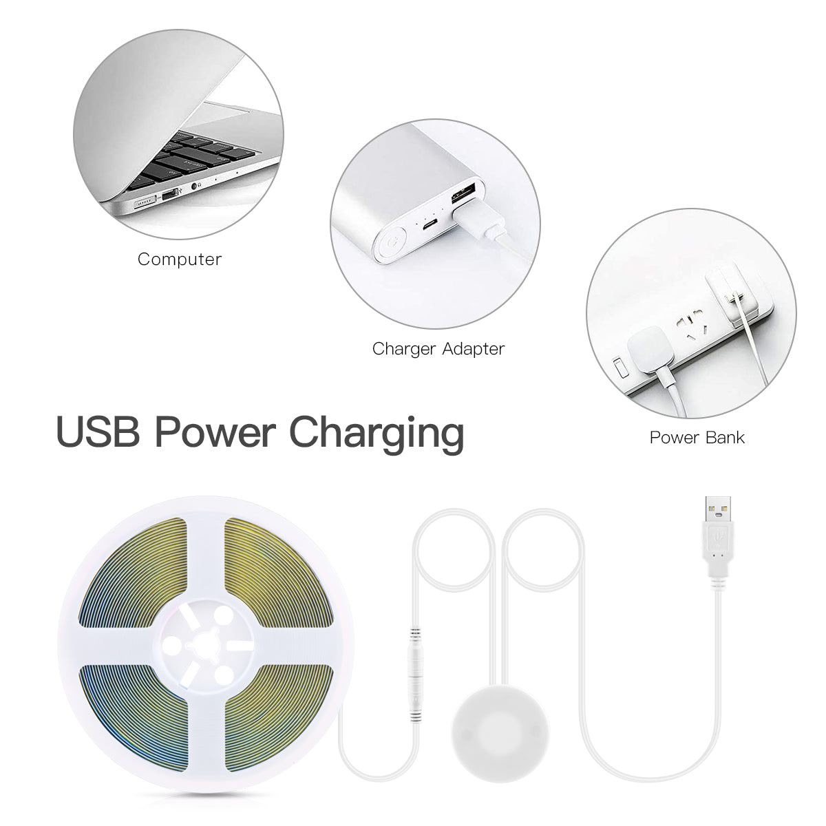 Vanity Light: USB 5V COB LED Strip Vanity Light with Touch Dimmer