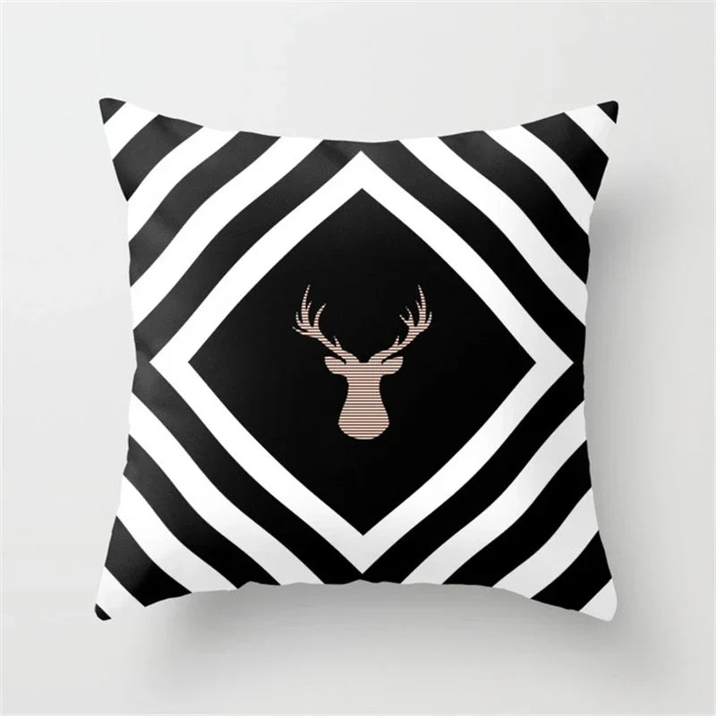 Nordic Geometric Pillow Cover 45x45CM - Black & White Chic