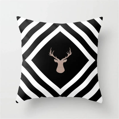 Nordic Geometric Pillow Cover 45x45CM - Black & White Chic