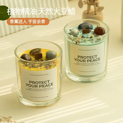 Scented Candle: Crystal-Cut Glass Candle: Romantic Soy Wax Gift