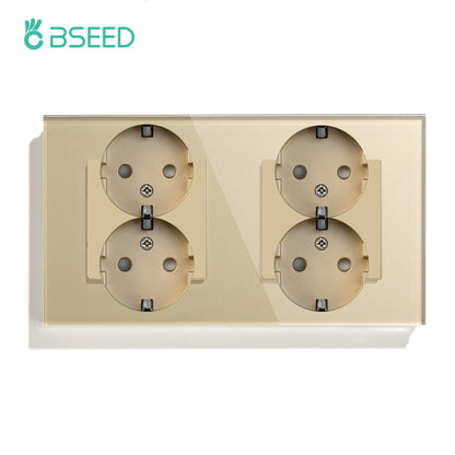 BSEED Mechanical Wall Button Switch 1/2/3Gang 1Way Wall Power Socket Glass Frame USB Type-C Charge Port Home Improvement