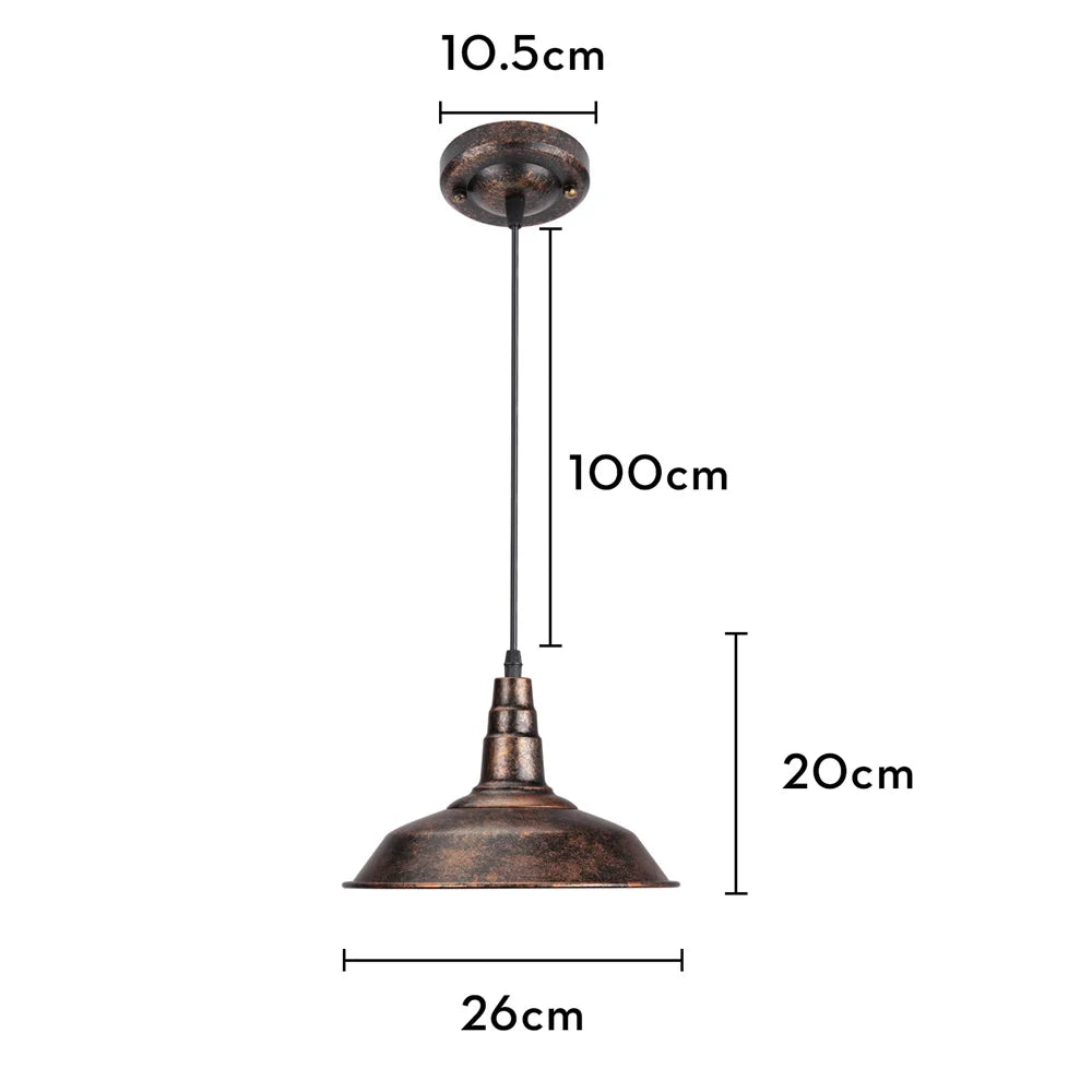 Gold Rust Retro Pendant Light - Vintage Industrial Style