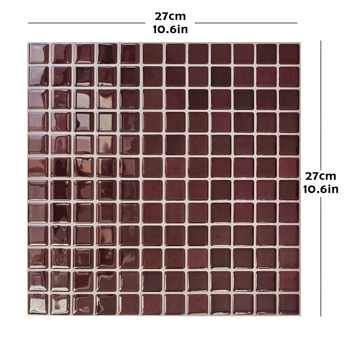 10 PCs Self-Adhesive Wall Tile Kitchen Backsplash  Suitable for Kitchen Wall Decoration Square 10.5" x 10.5" 3D Mosaic Style