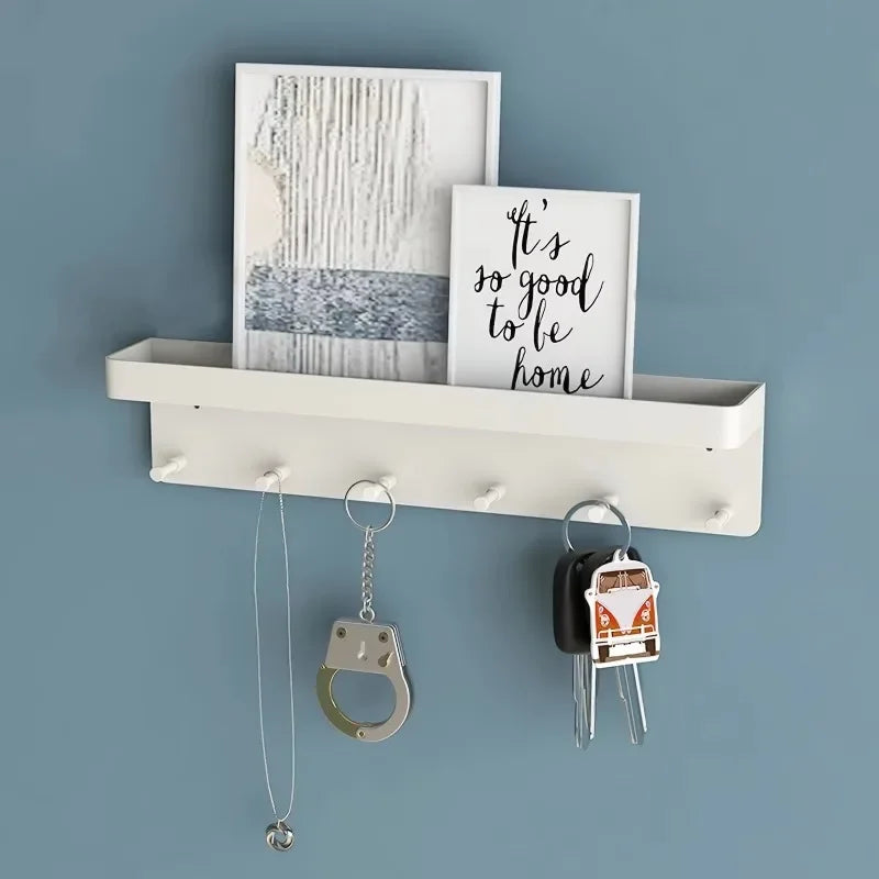 Key Holder Wall Decor: 6-Hook Mail Shelf Organizer