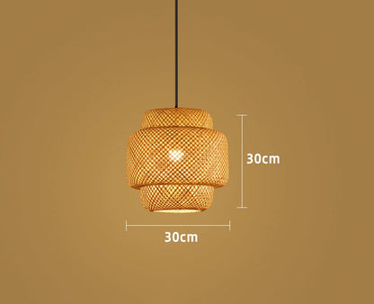 Rattan Pendant Lamp: 30cm Bamboo LED Hanging Light