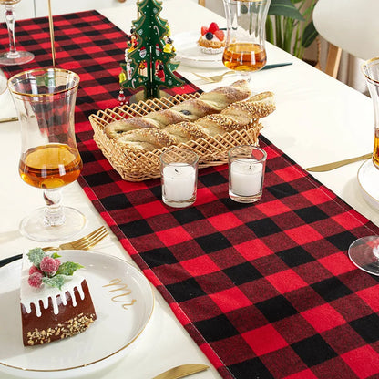 Table Runner Red Tartan Plaid Napkins Set