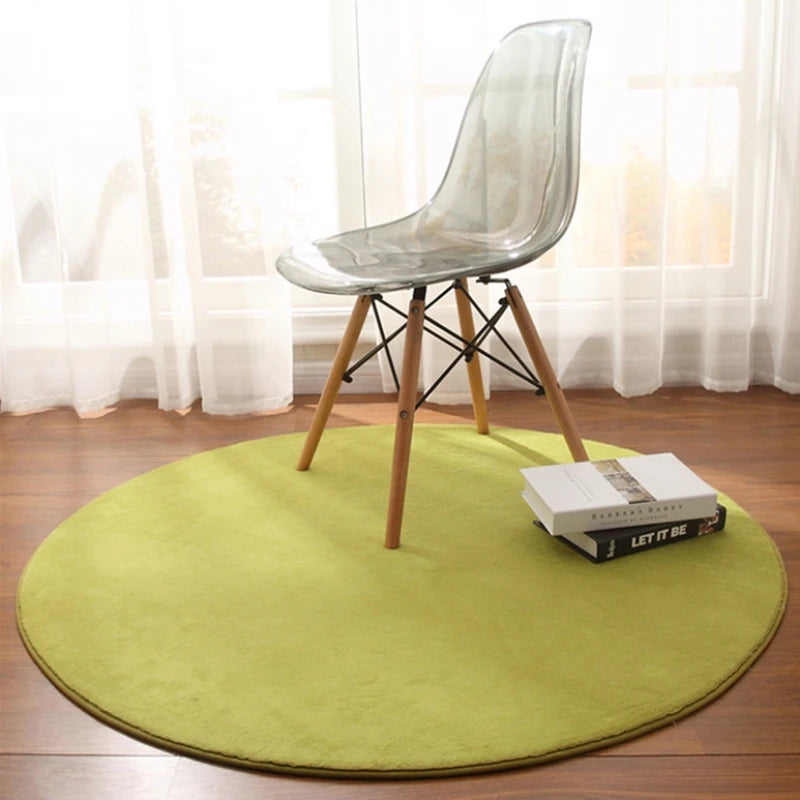 Round Carpet Rug - Coral Fleece Gray Living Room & Kids' Mat