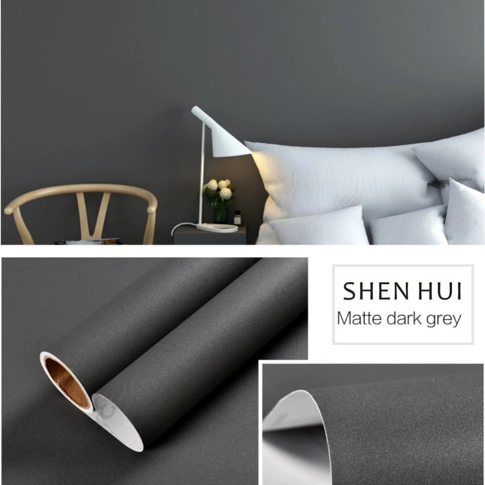 100cm Matte Wallpaper Green/White/Black PVC Self-Adhesive for Wall Shelf Liner Table Door Living Room Contact Paper Wall Decor