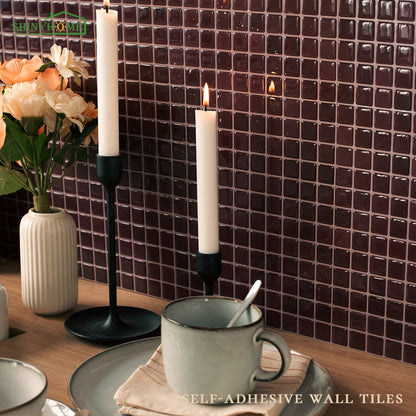 10 PCs Self-Adhesive Wall Tile Kitchen Backsplash  Suitable for Kitchen Wall Decoration Square 10.5" x 10.5" 3D Mosaic Style