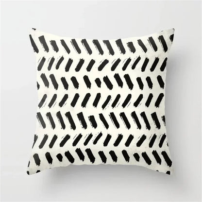 Nordic Geometric Pillow Cover 45x45CM - Black & White Chic