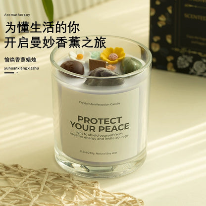 Scented Candle: Crystal-Cut Glass Candle: Romantic Soy Wax Gift