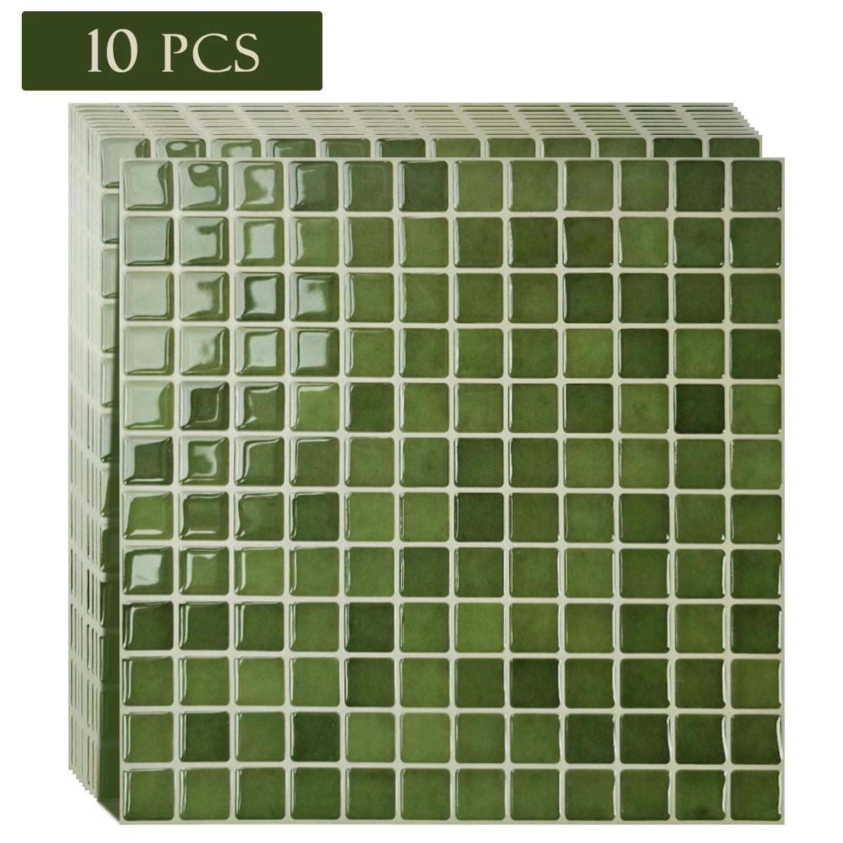10 PCs Self-Adhesive Wall Tile Kitchen Backsplash  Suitable for Kitchen Wall Decoration Square 10.5" x 10.5" 3D Mosaic Style