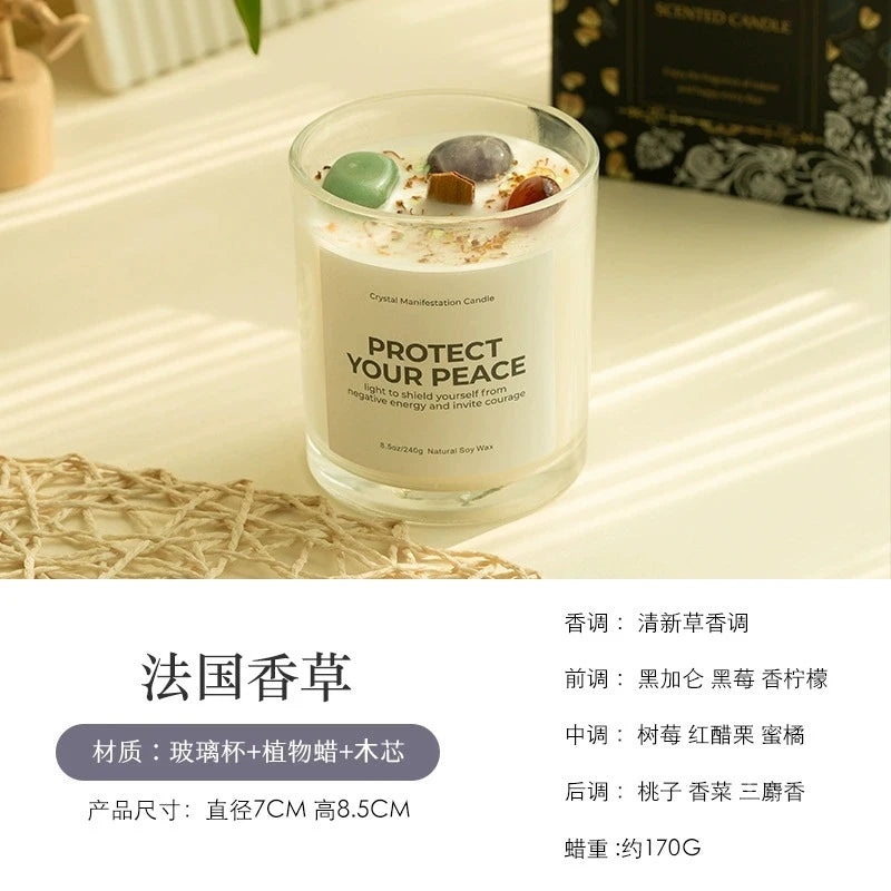 Scented Candle: Crystal-Cut Glass Candle: Romantic Soy Wax Gift