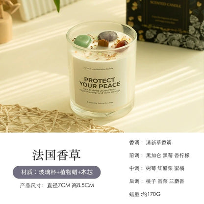 Scented Candle: Crystal-Cut Glass Candle: Romantic Soy Wax Gift