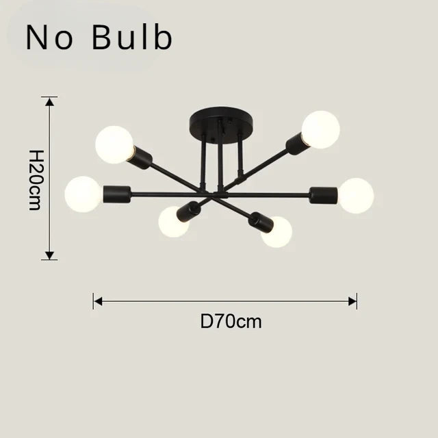 LED Ceiling Light Fixture - Modern 6 Heads Black/White/Gold Fixture