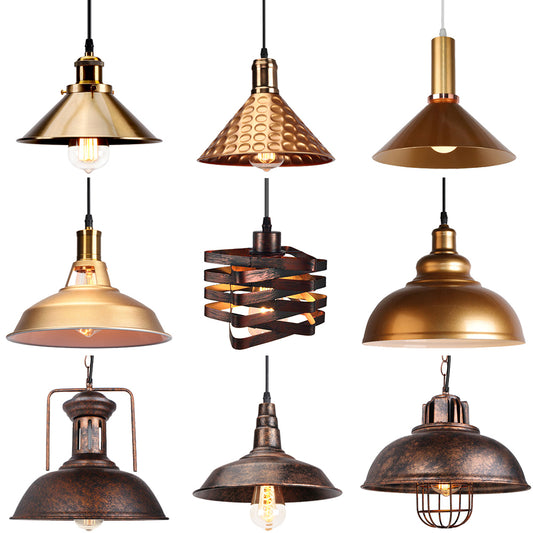 Gold Rust Retro Pendant Light - Vintage Industrial Style