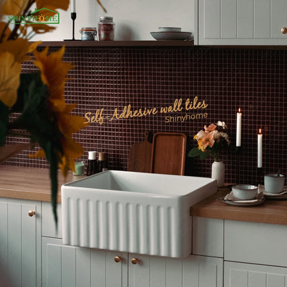 10 PCs Self-Adhesive Wall Tile Kitchen Backsplash  Suitable for Kitchen Wall Decoration Square 10.5" x 10.5" 3D Mosaic Style