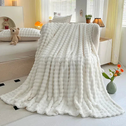 Blanket: Flannel Rabbit Plush Blanket - Cozy Office & Sofa Cover
